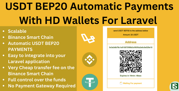 USDT BEP20 Automatic Payments For Laravel PHP